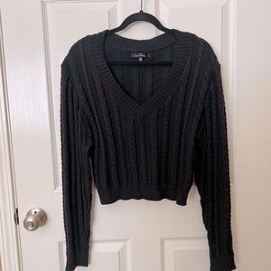 Black cable knit crop sweater, 3XL